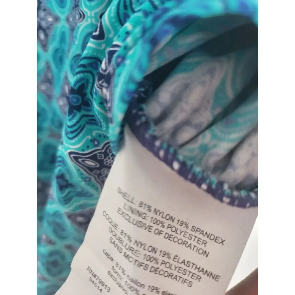 Beach Bump By‎ Motherhood Maternity Swim Top S Womens Blue Halter Crochet Padded